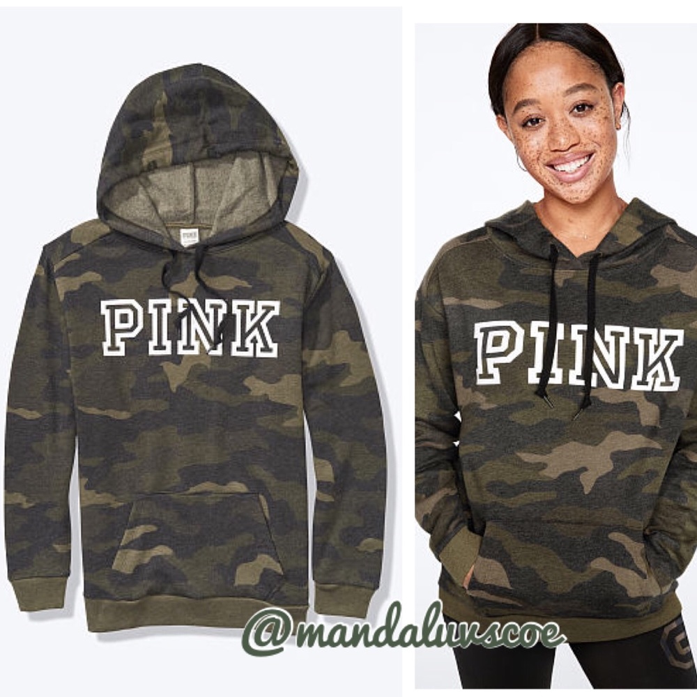 🚫SOLD🚫💗VS PINK GREEN CAMO EVERYDAY HOODIE - Picture 3 of 8
